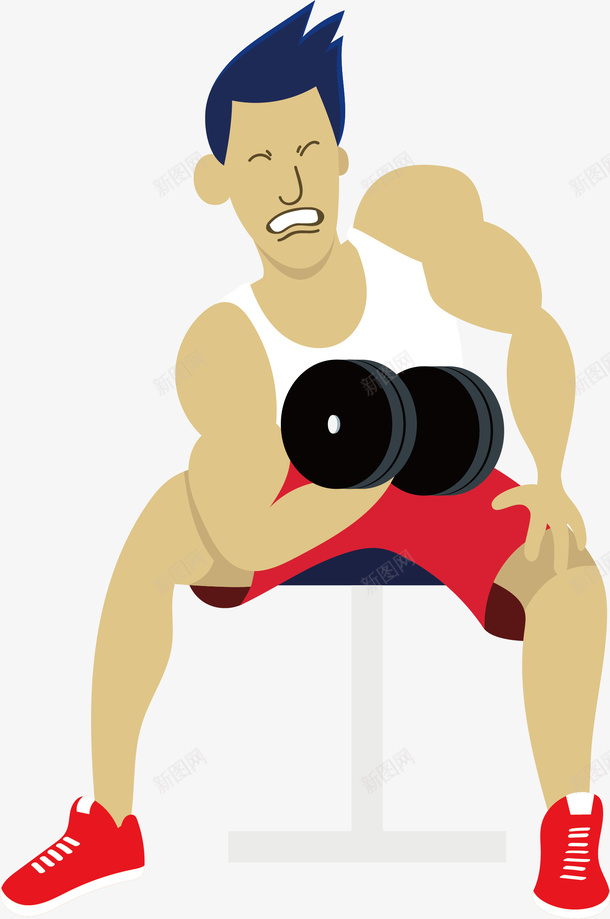 举哑铃男士卡通健身人物矢量图ai免抠素材_88icon https://88icon.com 举哑铃 举重 体育 健身 健身房 健身馆 卡通 卡通健身 器材 文体 活动 跑步机 运动 锻炼 矢量图