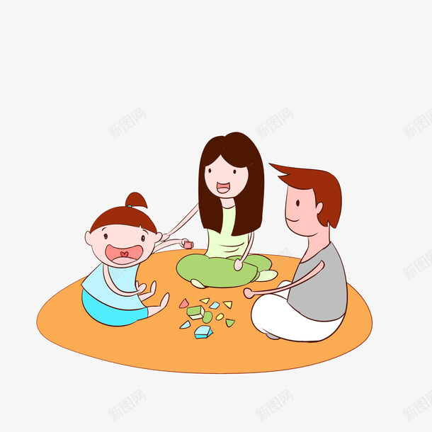 卡通围在一起玩游戏的一家人png免抠素材_88icon https://88icon.com 一家人 亲子游戏 围坐一起 手抓玩具的手 抓东西 温馨的画面