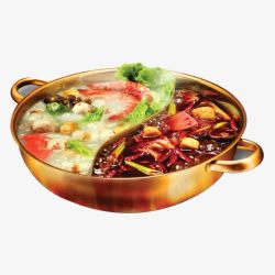 鸳鸯锅蔬菜红汤火锅素材