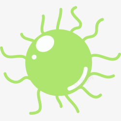 绿色癌细胞卡通图可爱平面病毒细胞高清图片