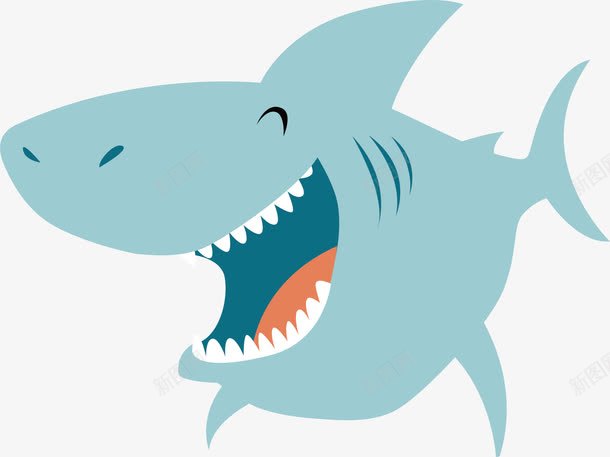 蓝色鲨鱼png免抠素材_88icon https://88icon.com 动物 卡通 手绘 海洋 牙齿 蓝色 鲨鱼 鲨鱼嘴 鲨鱼头像