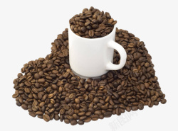 咖啡豆里的杯子素材