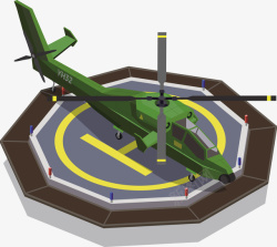 绿色的直升机和停机坪矢量图素材