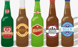 多样标签不同颜色的啤酒瓶高清图片