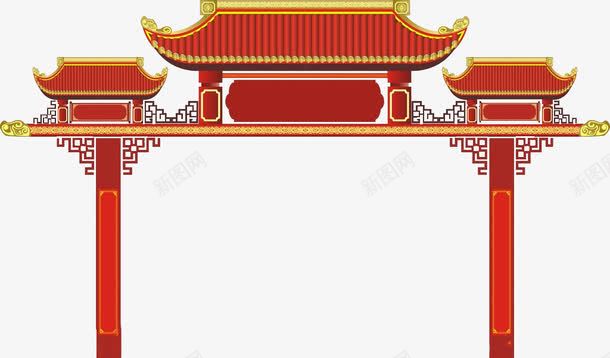 红色门楼png免抠素材_88icon https://88icon.com 古代牌楼 古风 喜庆 庄重 建筑 节日