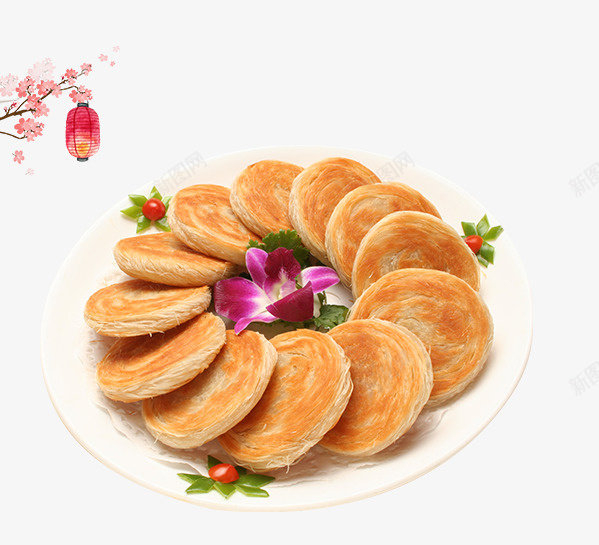白色盘子里的烧饼png免抠素材_88icon https://88icon.com 免抠美食 樱花装饰 灯笼 白色 盘子里的烧饼 花朵