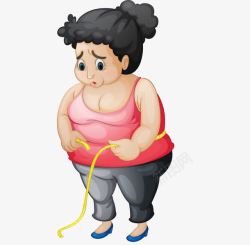 测量腰围的胖女人简图素材