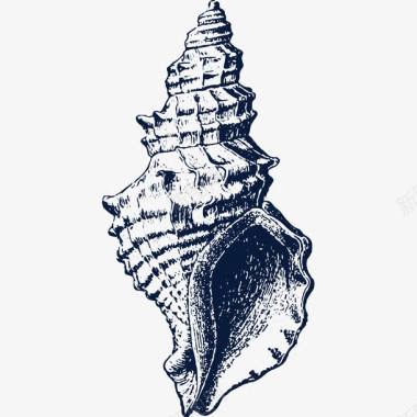 烈士雕塑手绘海螺贝壳插画图标图标