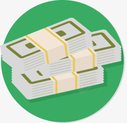 纸币现金绿色的圆形很多钱币图标高清图片