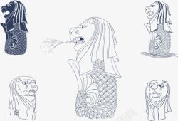 五个鱼尾狮素材