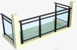 典雅别墅阳台玻璃护栏实物素材