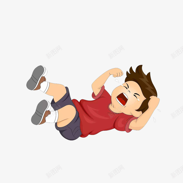 卡通躺地上哭闹的小男孩png免抠素材_88icon https://88icon.com 卡通男孩 苦恼的小孩 躺地上 躺着的小孩