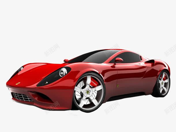 红色Ferraripng免抠素材_88icon https://88icon.com 产品实物 法拉利 赛车 跑车 银色车轮