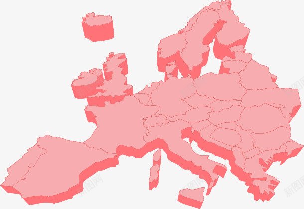 粉红色欧洲地图png免抠素材_88icon https://88icon.com 