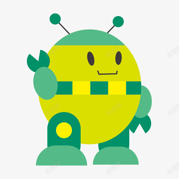 绿色外星人卡通机器人矢量图ai免抠素材_88icon https://88icon.com 卡通外星人 卡通机器人 外太空 外星人 外来人员 机器人 矢量图