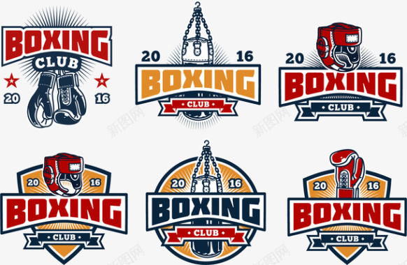logo标识手绘拳击俱乐部矢量图图标图标