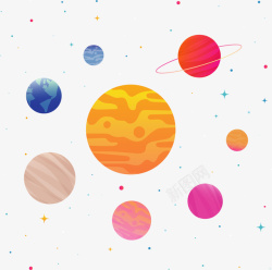 彩色九大行星美丽太空太阳系行星高清图片