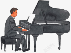 钢琴图弹钢琴的音乐家图高清图片