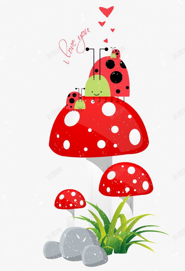 卡通蘑菇昆虫png免抠素材_88icon https://88icon.com 卡通 小草 昆虫 爱心 矢量PNG 石头 红色蘑菇