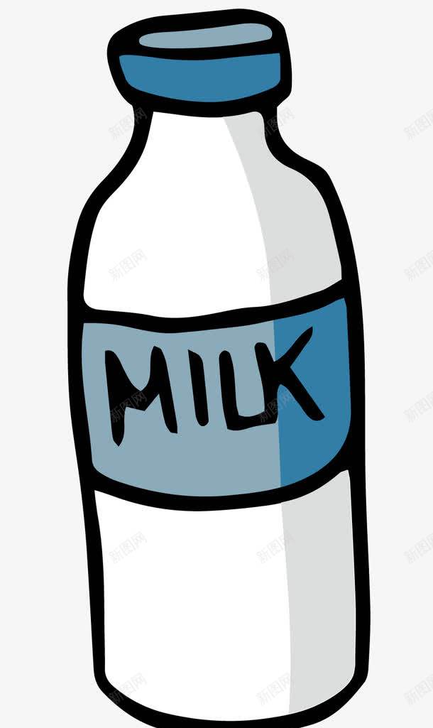 牛奶瓶子png免抠素材_88icon https://88icon.com 卡通图案 牛奶瓶子 白色的瓶子 蓝瓶子 蓝色瓶盖 蓝色的装饰 食品