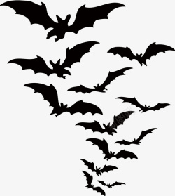 黑色南瓜灯万圣节蝙蝠一群高清图片