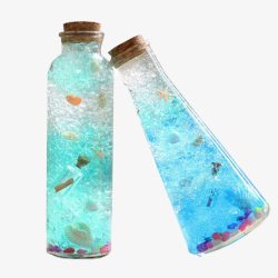 海洋玻璃瓶心愿瓶软塞素材