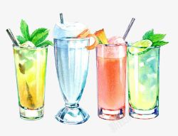 冰饮季夏日手绘果汁饮品高清图片