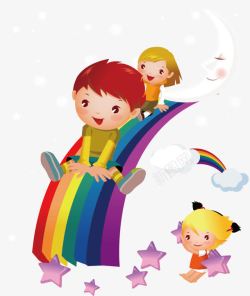 彩虹滑梯玩滑梯的孩子们高清图片