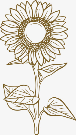 向日葵手绘手绘素描向日葵花朵矢量图高清图片