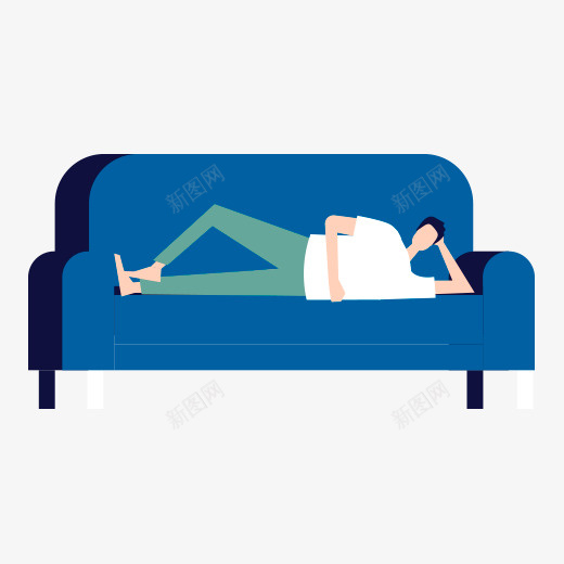一个躺在沙发上的人psd免抠素材_88icon https://88icon.com 一个人 家里 慵懒 扁平化 手绘 沙发 看电视 舒服