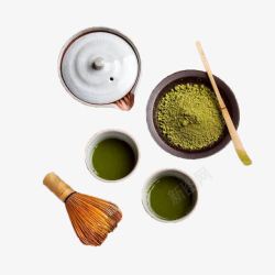陶瓷勺子日本茶道茶具组合高清图片
