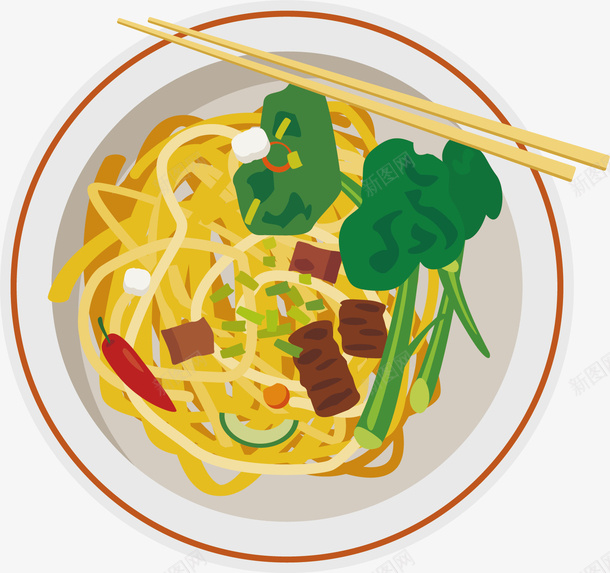 十六两图色香味俱全的长寿面png免抠素材_88icon https://88icon.com 形象 碗 筷子 辣椒 长寿面 青菜 面条
