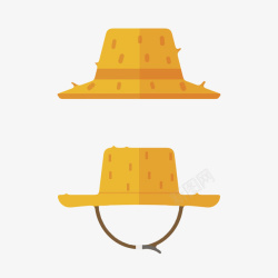棕色帽子黄色防晒绑棕色带子带刺农民草帽高清图片
