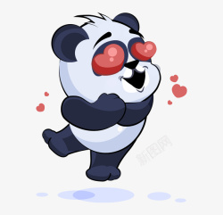 两眼发亮的熊猫手绘可爱小熊熊猫高清图片