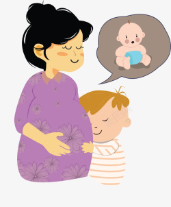 怀孕母亲怀着二胎的慈祥母亲矢量图高清图片