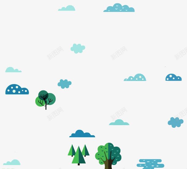 云朵森林png免抠素材_88icon https://88icon.com 云朵 卡通 天空 扁平化 树木 树林 森林 矢量树林 远处的森林