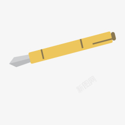 黄色创意钢笔元素矢量图素材
