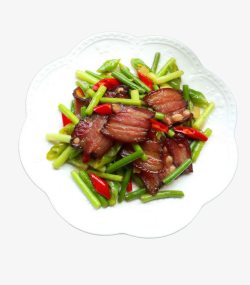 蒜苔红椒炒腊肉素材
