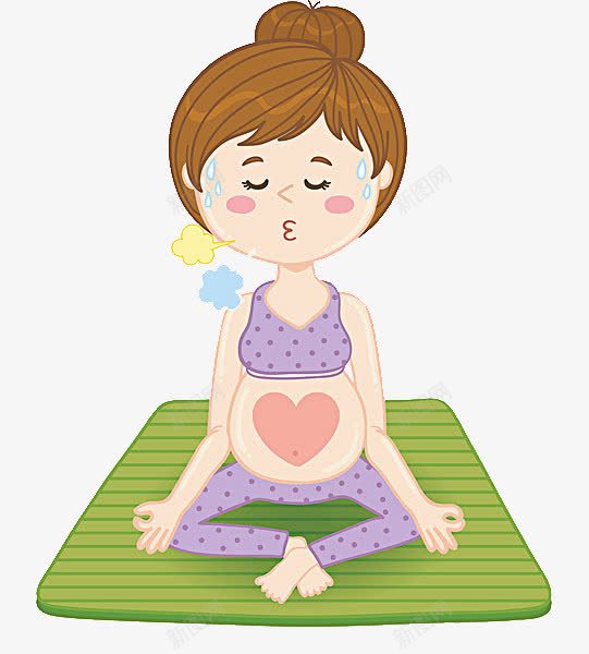 瑜伽孕妇png免抠素材_88icon https://88icon.com 一个 卡通 大肚子 孕妇 手绘 瑜伽 简图 紫色 黄色