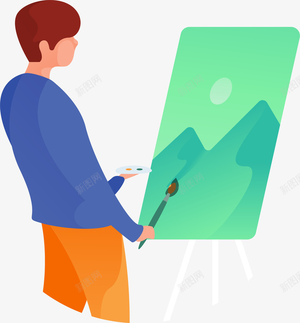 画画艺术家夸张人物插画矢量图eps免抠素材_88icon https://88icon.com 人物 夸张人物 夸张人物插画 涂抹颜色 涂颜色 画画艺术家 画画艺术家插画 矢量图 装饰