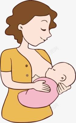 卡通母乳喂养新生儿素材
