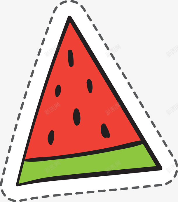 红色三角形西瓜元素png免抠素材_88icon https://88icon.com 三角形 卡通 环绕 种子 红色 虚线 西瓜 贴纸