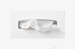 纯白色纸质盒子的抽纸巾俯视图实素材