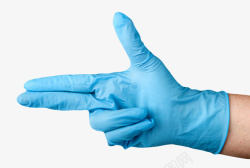 蓝色手套蓝色防污染模拟手枪手套实物高清图片