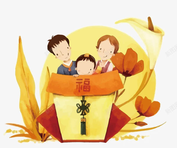 一家人矢量图eps免抠素材_88icon https://88icon.com 一家人 矢量插画 祈福 花卉 花朵 韩版插画 黄色 矢量图