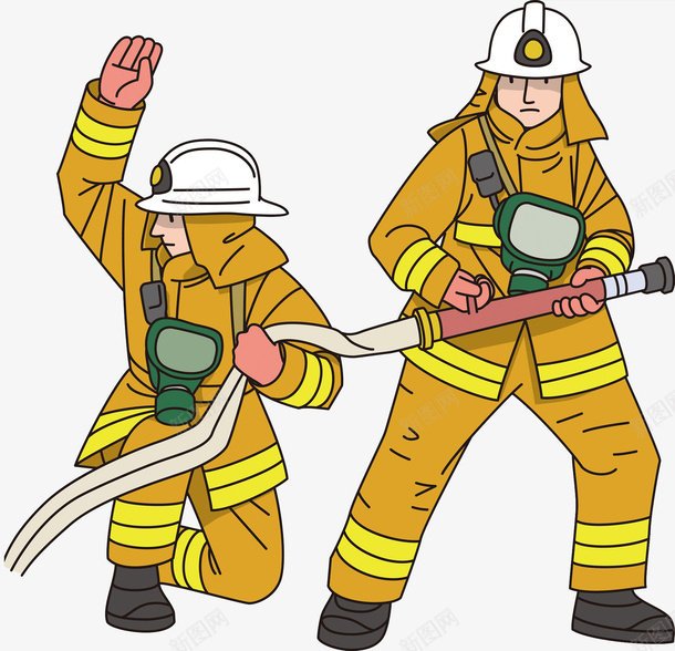演习的消防员png免抠素材_88icon https://88icon.com 卡通 卡通消防员救援 帅气的 插图 水管 消防员漫画 演习 男人 黄色的