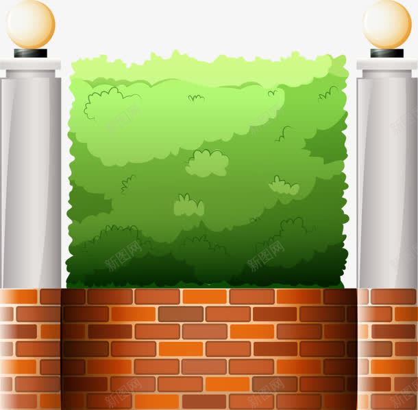 绿化带png免抠素材_88icon https://88icon.com 卡通 围墙 墙 绿色