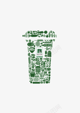 绿色环保厨余垃圾标识图标图标
