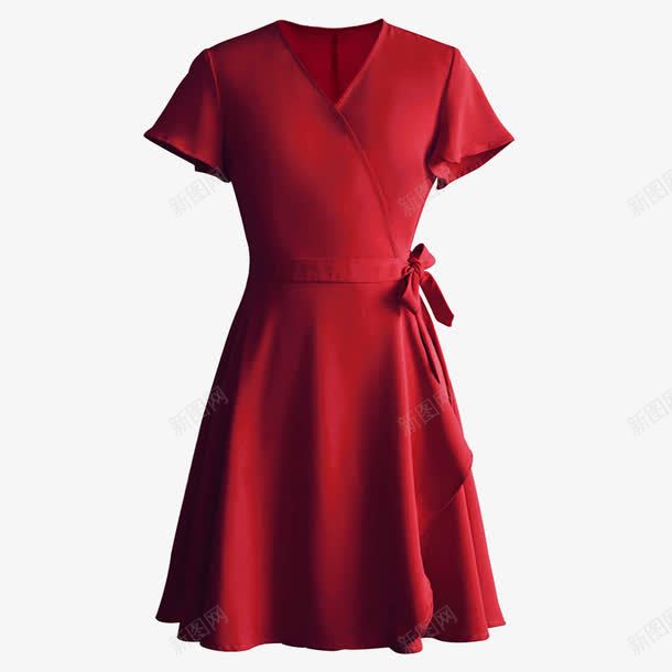 红色连衣裙png免抠素材_88icon https://88icon.com 中长裙子 产品实物 喜庆红裙 礼服裙子