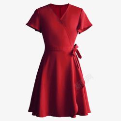 中长裙红色连衣裙高清图片